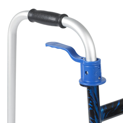 drive Aluminum Flame Blue Dual Trigger Release Folding Walker with Wheels Adjustable Height up to 350 lbs 32 to 39" H