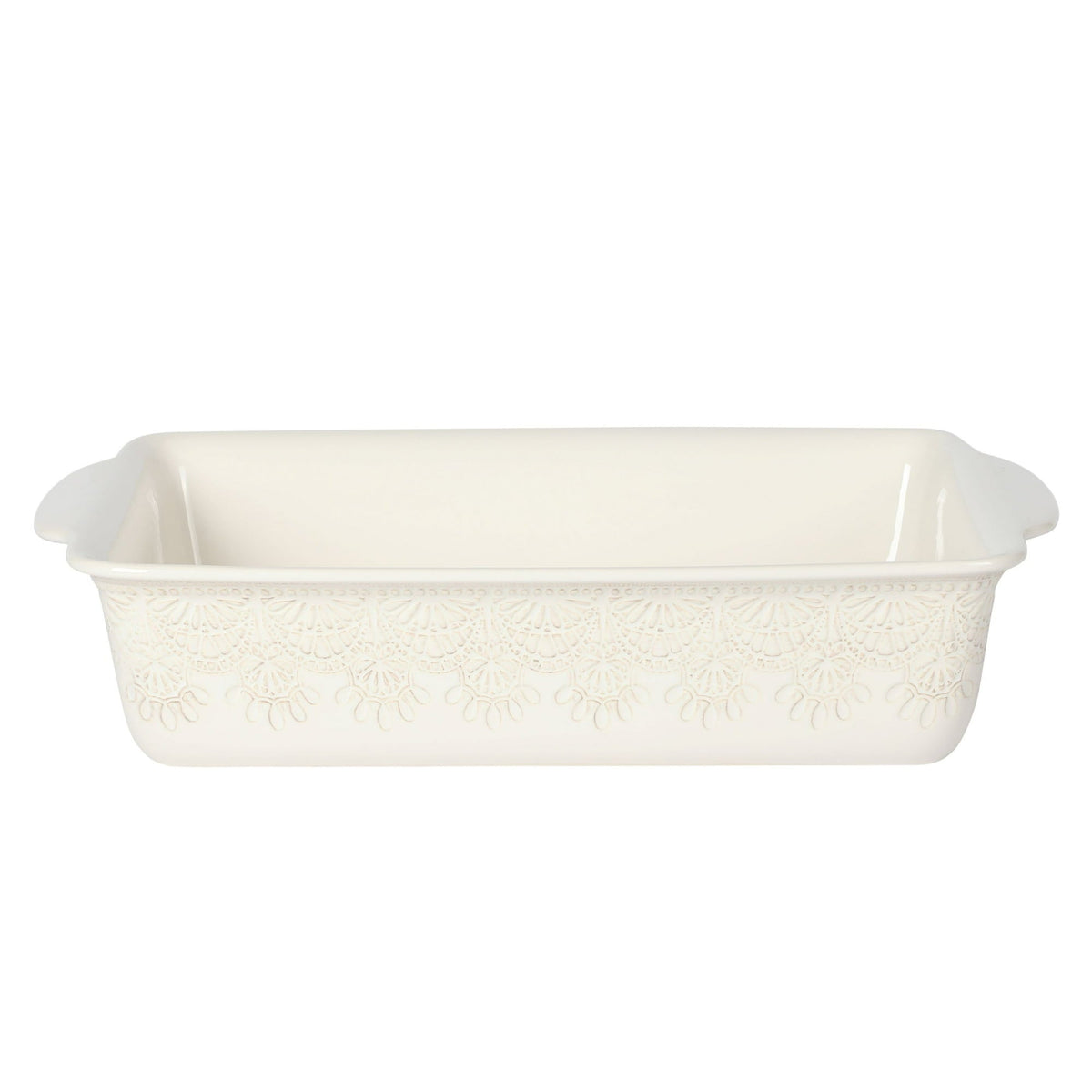 The Pioneer Woman 9" x 13" Vintage Lace Ceramic Casserole Baking Dish with Wood Lid, Linen