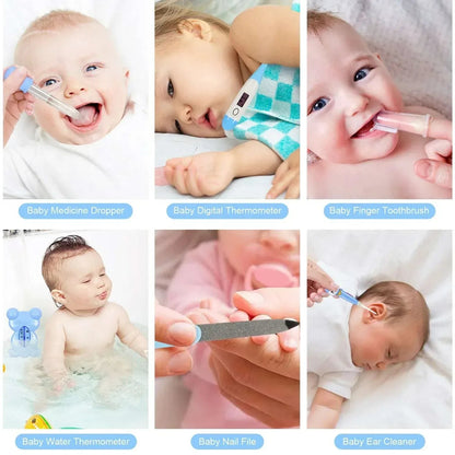 Baby Grooming Kit,13 in 1 Infant Safety Care Set with Hair Brush Comb Nail Clipper Nasal Aspirator,Baby Essentials Kit for Newborn Girls Boys-Blue Baby Grooming kit