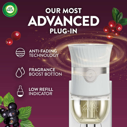 Air Wick Plug-In Scented Oil Air Freshener Warmer Refills, Ripe Cranberry and Currants, 4 Count