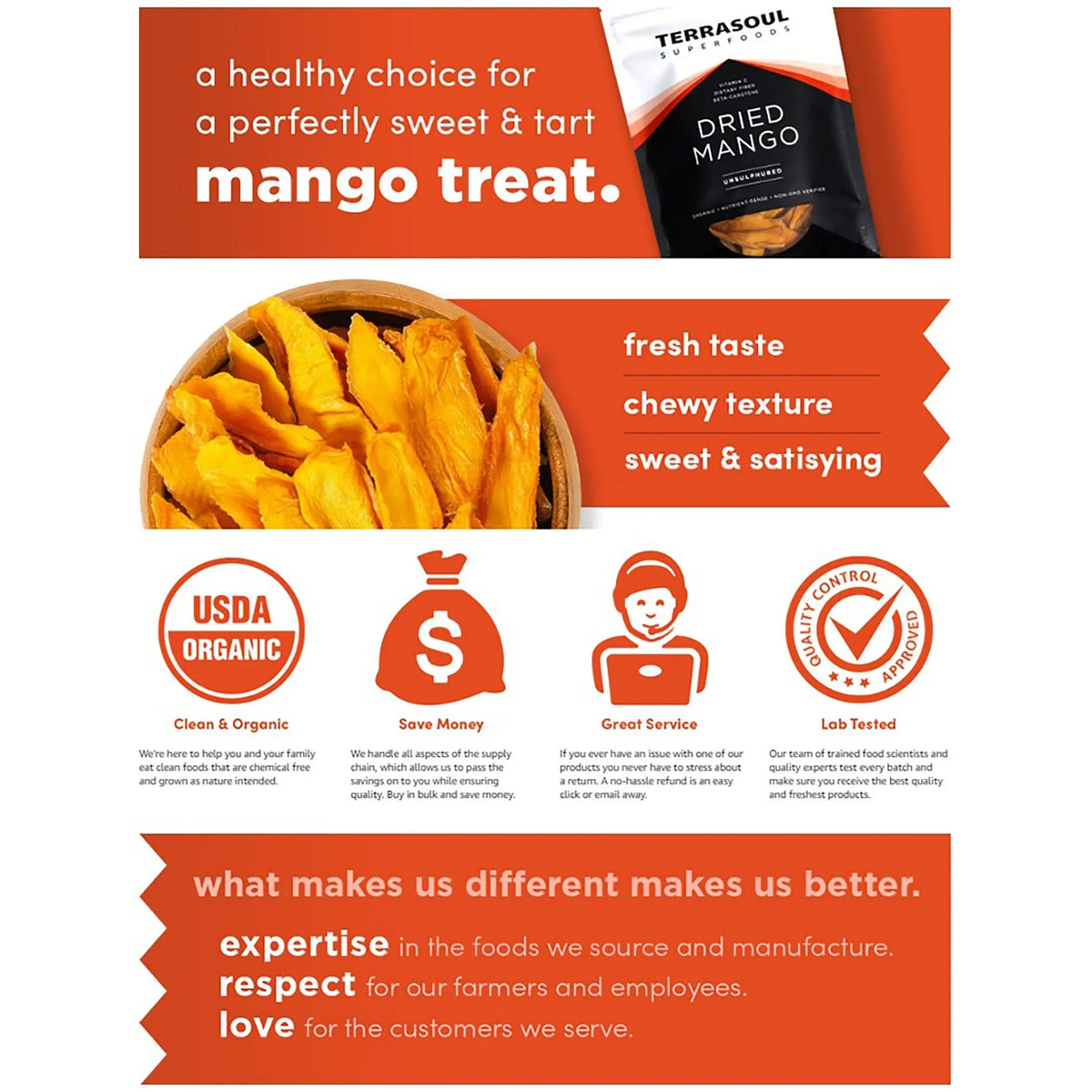 Terrasoul Superfoods Organic Dried Mango Slices, 1 Lb - Naturally Sweet & Tart | No-Added Sugar | Healthy Prebiotic
