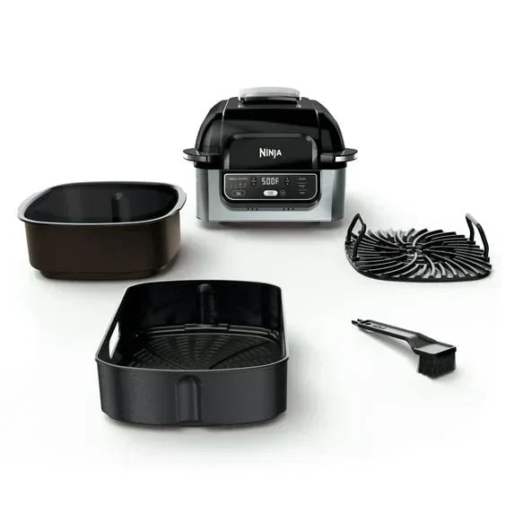 Ninja Foodi 4 Qt Electric Indoor Grill w/ 4 Functions, Air Fry, Cyclonic Grilling Technology, Ceramic Coated, AG300 Black