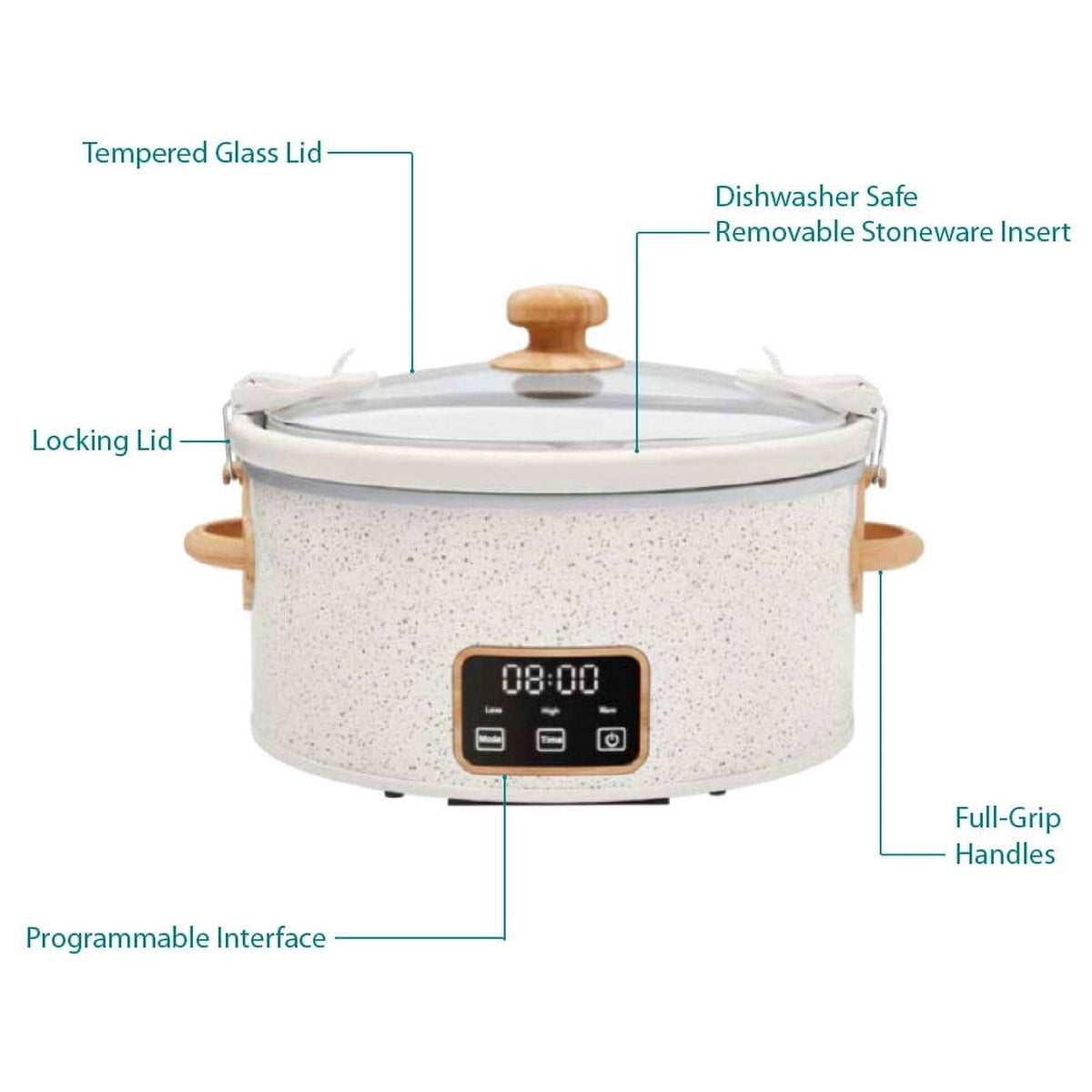 The Pioneer Woman 6-Quart Portable Linen Speckle Slow Cooker