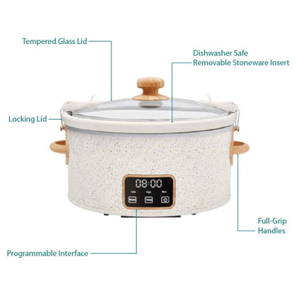 The Pioneer Woman 6-Quart Portable Linen Speckle Slow Cooker