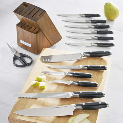 The Pioneer Woman 14-Piece Knife Block Set Stainless Steel Knives with Ergonomic Handle, Black