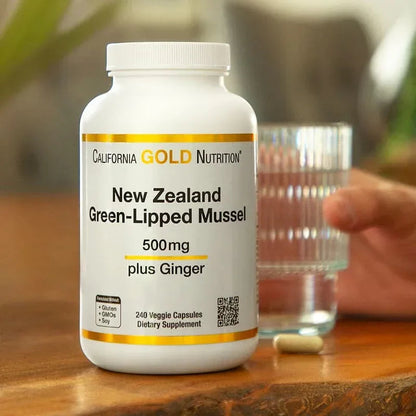 California Gold Nutrition, New Zealand Green-Lipped Mussel with Ginger Extract, 500 mg, 240 Veggie Capsules