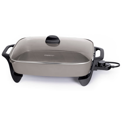 Presto 16" Ceramic Electric Skillet with Glass Cover, Silver 06860