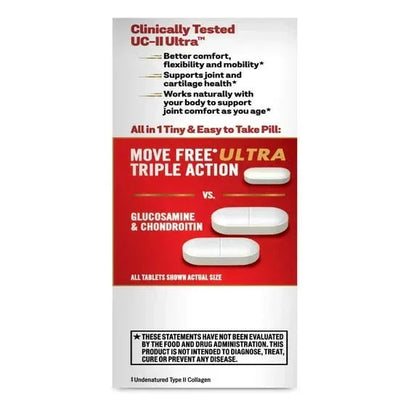 Move Free Ultra Triple Action Joint Health Supplement with Type II Collagen, Boron & Hyaluronic Acid, 37 Tablets
