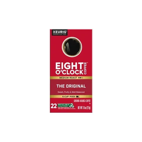 Eight O'Clock Original, Medium Roast Coffee, Keurig K-Cup Single Serve Coffee Pods, 22 Count