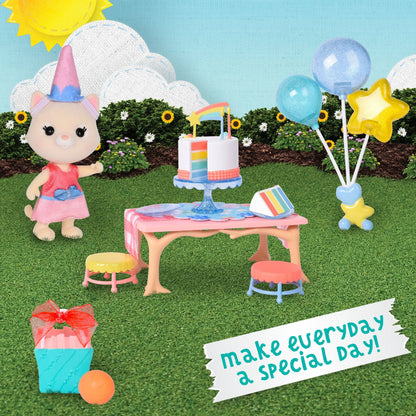 Honey Bee Acres Birthday Wishes Playset – 15 Piece Dollhouse Set – Collectible Doll for Kids Ages 3+