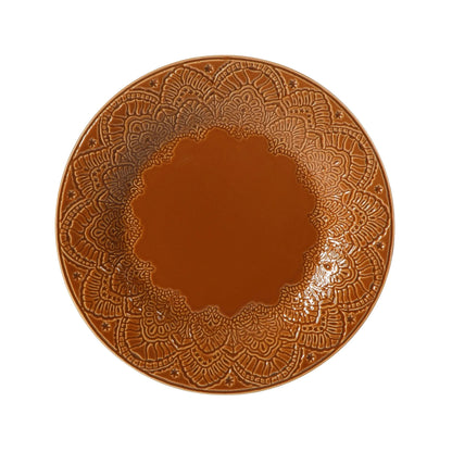 The Pioneer Woman Vintage Lace 12-Piece Ceramic Dinnerware Set, Caramel