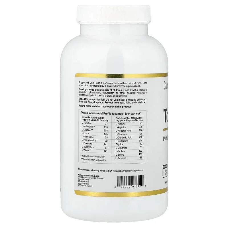 California Gold Nutrition, Total Amino with Vitamin B-6, and 20 Amino Acid Blend, 240 Veggie Capsules