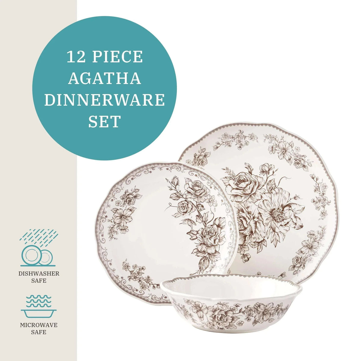 The Pioneer Woman Agatha 12-Piece Stoneware Dinnerware Set