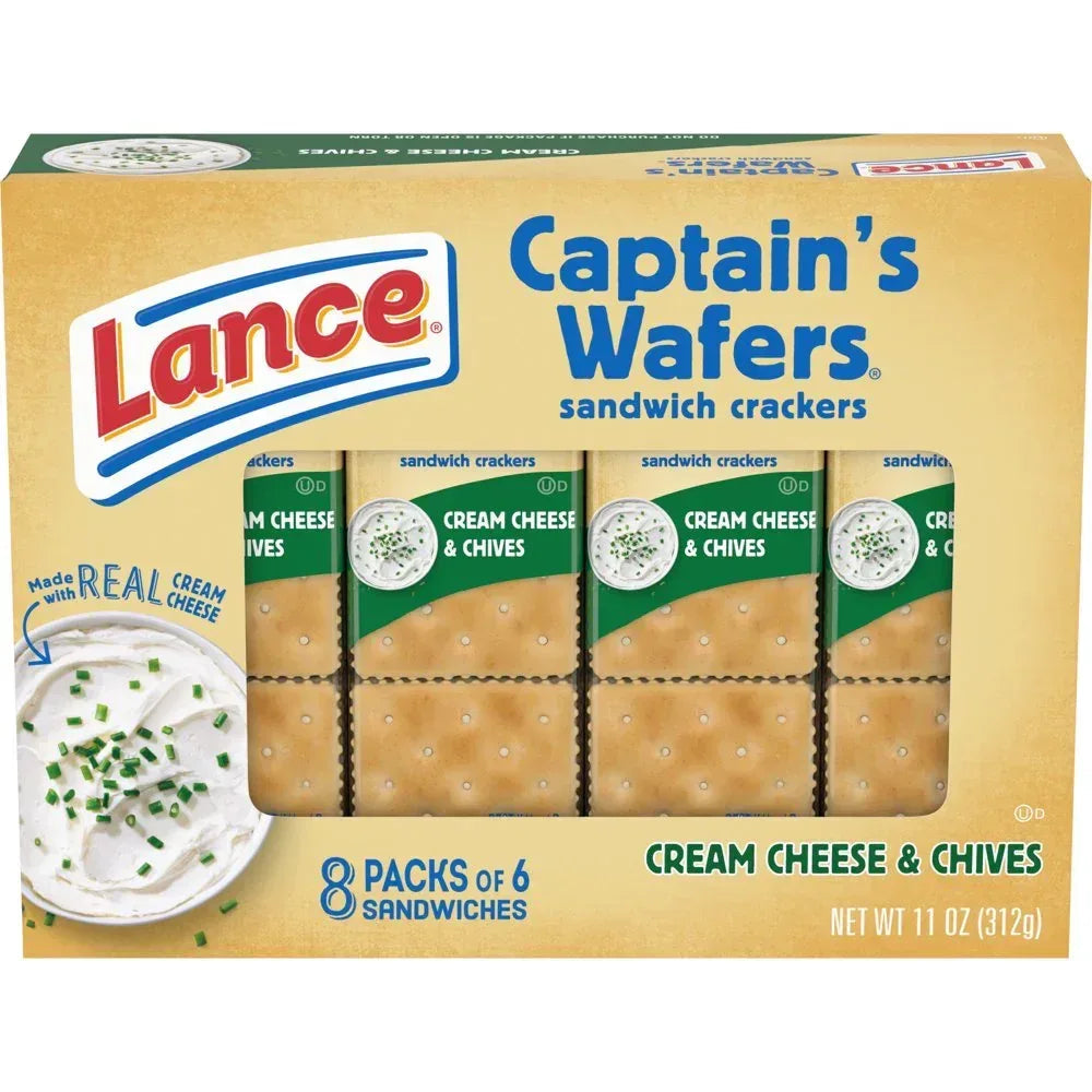 Sandwich Crackers, Captain'S Wafers Cream Cheese and Chives, 8 Packs, 6 Sandwiches Each