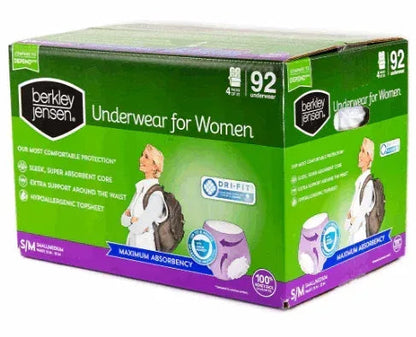 Berkley Jensen Incontinence & Postpartum Underwear for Women, Small/Medium, Maximum Absorbency, 92 Count