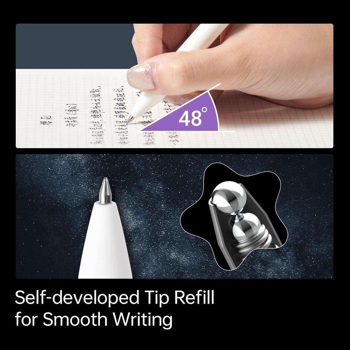 Kaco FIRST Gel Pens Cute Stationery Black Ink 3 Pieces, 0.5 mm Fine Point, Aesthetic Cute Star Pens for Journaling (Planet Series)