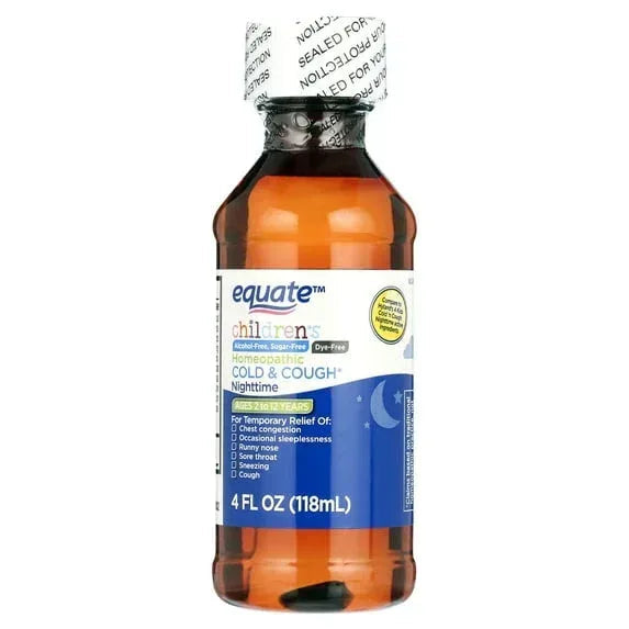Equate Children’s Dye-Free Homeopathic Daytime & Nighttime Cold & Cough Liquid Combo Pack, 8 fl oz (2×4 fl oz)