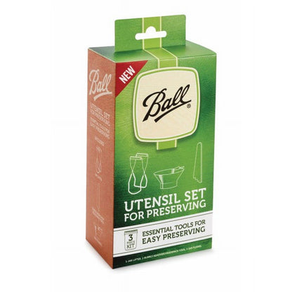 Ball Glass Mason Jar Canning Starter Kit, Wide Mouth, 12 Quart Size, 32 OZ with Lids, Dissolvable Labels, Utensil Set and Recipe Book