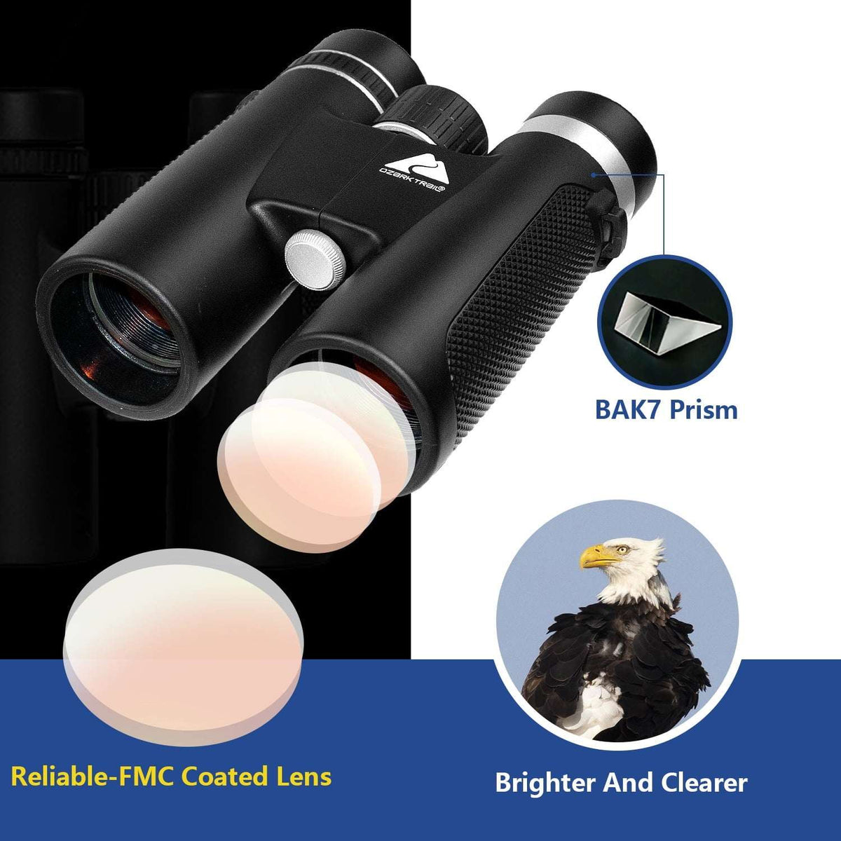 Ozark Trail 8X42 Binoculars for Adults and Kids–Fully Multi-Coated for Boating Navigation Hunting Fishing Outdoor Sports