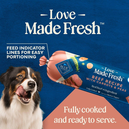 Blue Buffalo Love Made Fresh Dog Food, Refrigerated, Beef Recipe, 1-lb Roll