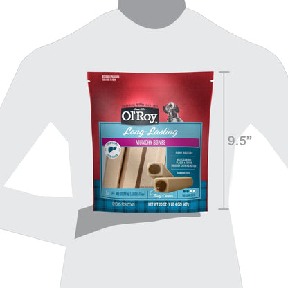 (2 pack) Ol' Roy Long-Lasting Flavor Munchy Bones Chews for Dogs, 7 count, 20 oz