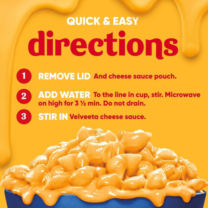Velveeta Shells and Cheese Mac and Cheese, 8 Cups, for Easy Snacks or Dinner Sides, Original Flavor, 2.39 oz