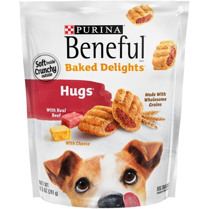Purina Beneful Baked Delights Hugs with Real Beef and Cheese Oven Baked Dog Treats, 19.5 oz Pouch