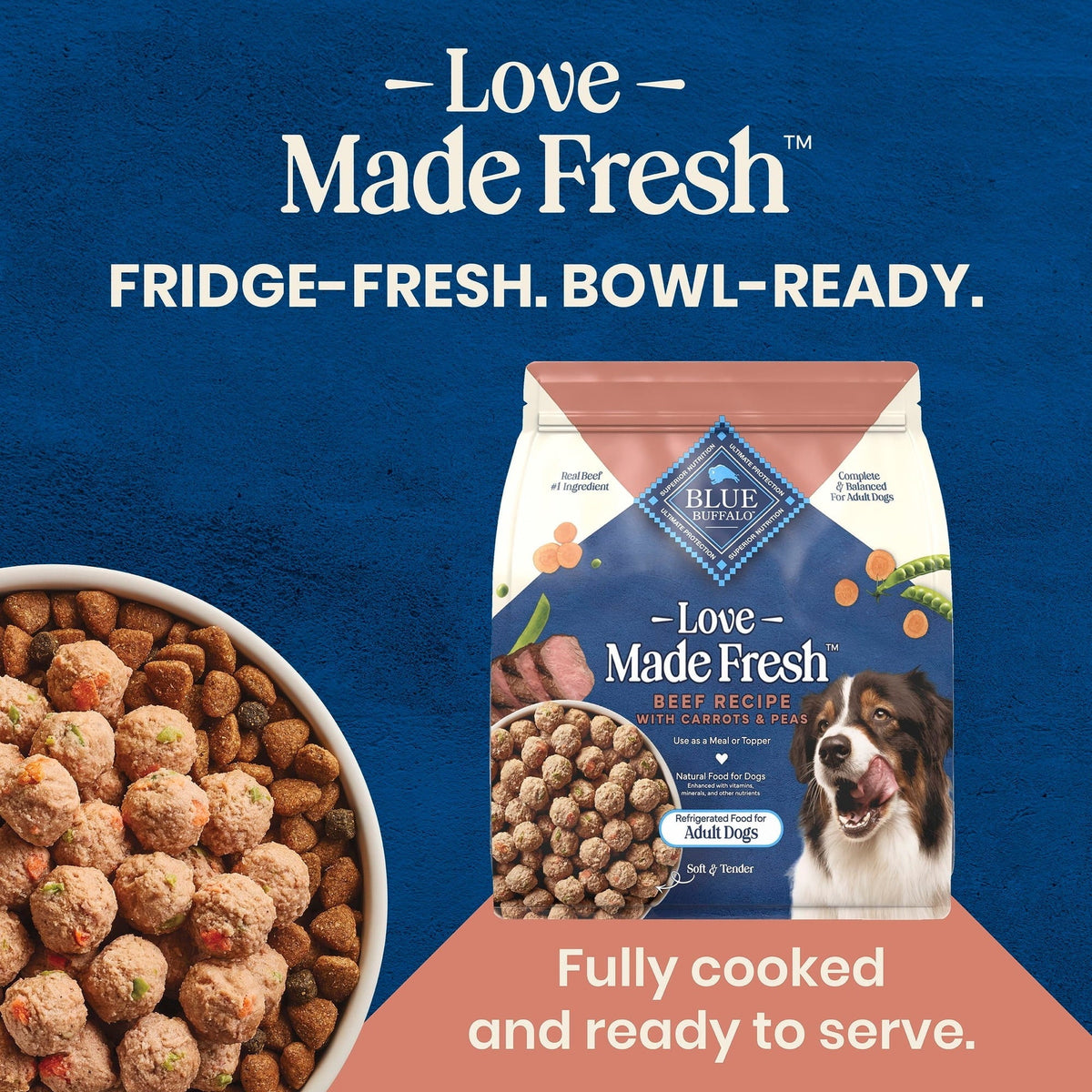 Blue Buffalo Love Made Fresh Dog Food, Refrigerated, Beef Meatball 1.5lb Pouch