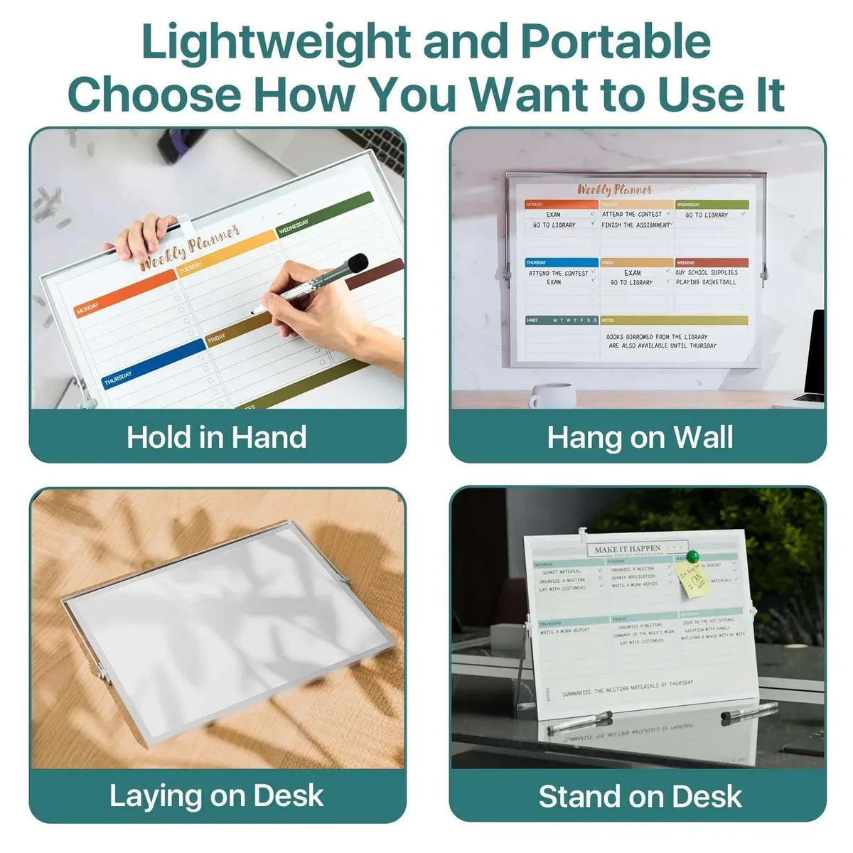 Marsrock Sale 17"×13"Green Desktop Double-Sided Dry Erase Whiteboard with Stand,10Markers,6Magnets,1Eraser,Great for Home,School&Office Planning