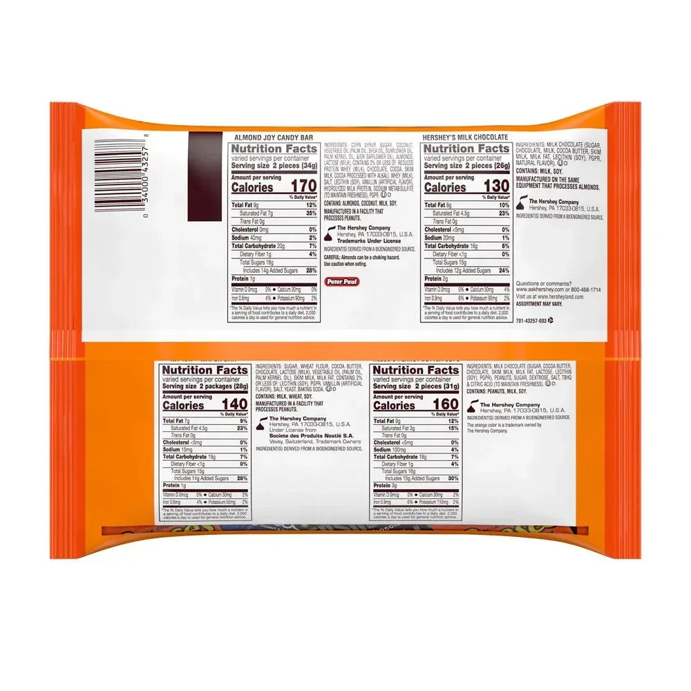 Hershey Assorted Chocolate Snack Size Candy, Variety Bag 15.57 Oz, 30 Pieces