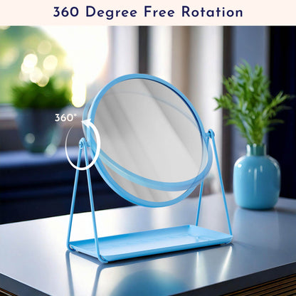 Mainstays by Becky G. & Alejandra 9.65" Round Tabletop Mirror with Metal Tray, Blue