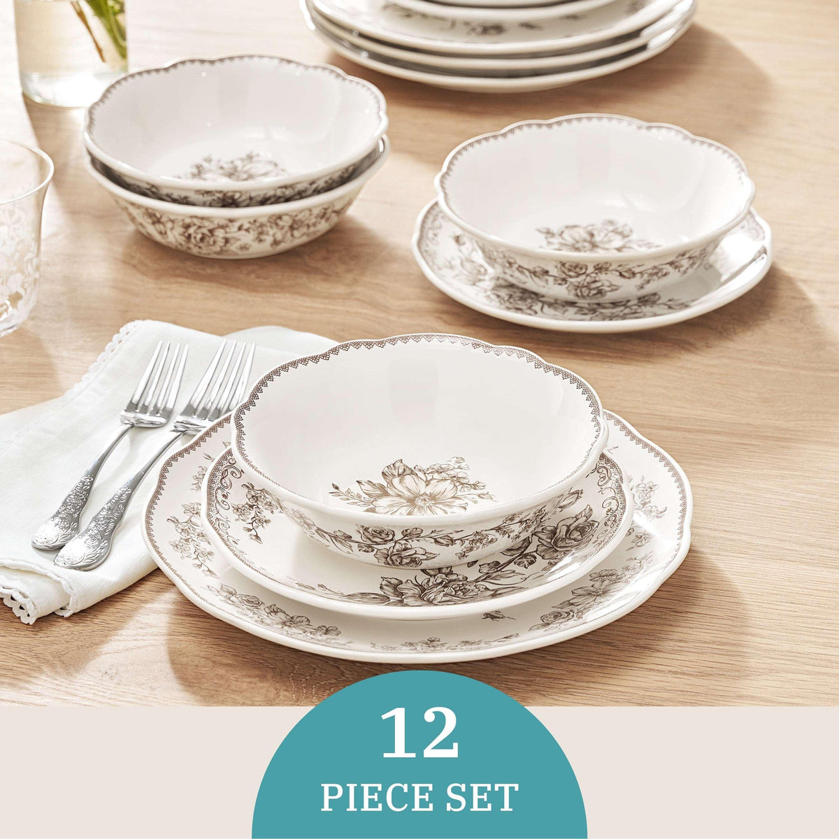 The Pioneer Woman Agatha 12-Piece Stoneware Dinnerware Set