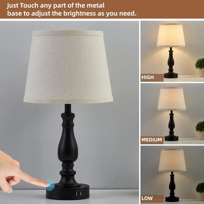 NATYSWAN Lamps for Bedrooms Set of 2, Brushed Nickel Bedside Lamps with USB Ports, 3 Way Dimmable Nightstand Lamps , Touch Table Lamp for Living Room Bedroom Office, Bulbs Included