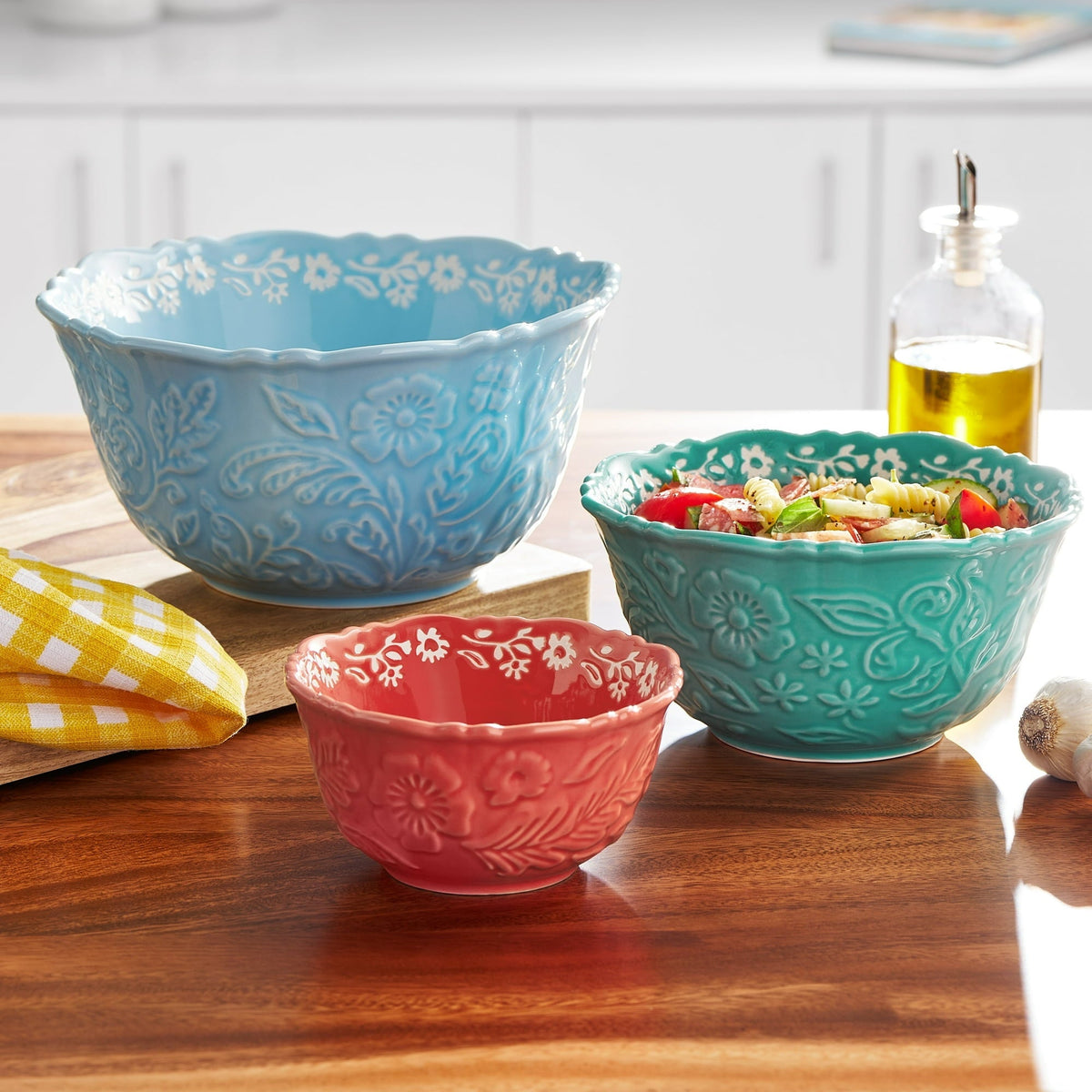 The Pioneer Woman 3pc Embossed Stoneware Serve Bowl Set