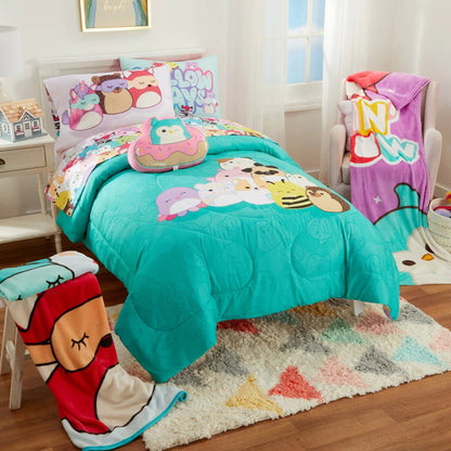 Squishmallows Kids Purple Print Fleece Bed Blanket, Twin/Full