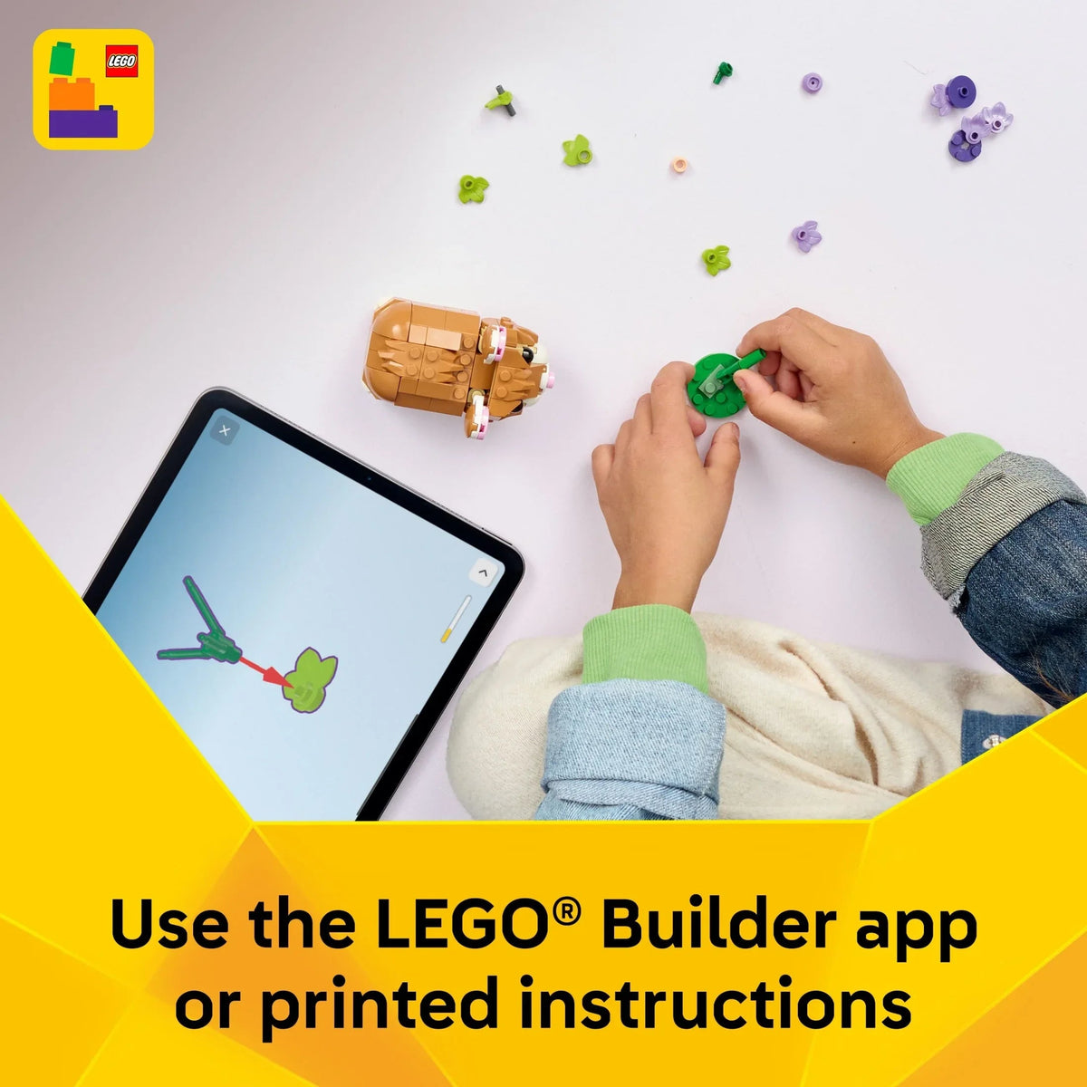 LEGO Creator 3 in 1 Cute Hamster with a Flower - Building Toy for Girls & Boys, Ages 7+ - Easter Basket Stuffer for Kids - Build a Hamster, Hedgehog or Eagle - 31376