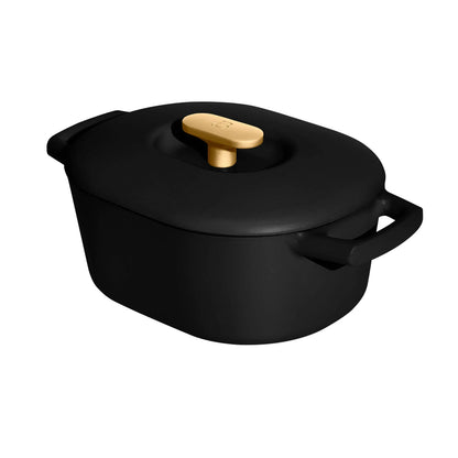 Beautiful 6 Quart Enamel Dutch Oven, Black Sesame by Drew Barrymore