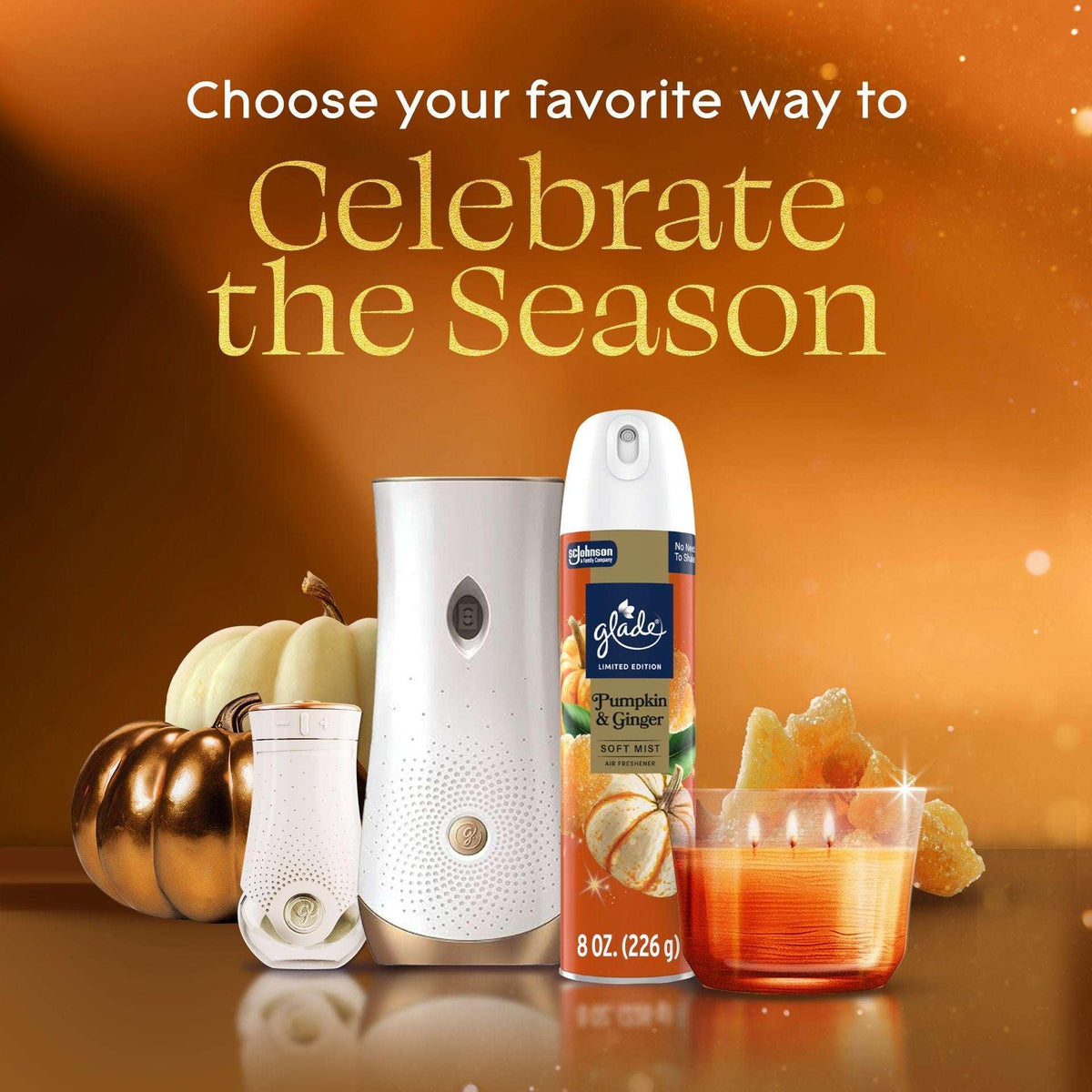 Glade® Automatic Spray Air Freshener Refill, Christmas Holiday Pumpkin & Ginger, 6.2oz., 2 Count