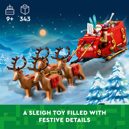 LEGO Santa's Sleigh - Building Toys for Kids, Boys & Girls, Ages 9+ - Indoor Christmas Decorations for Home W/ Santa Claus Figurine & Reindeer - Gifts for Boys & Girls