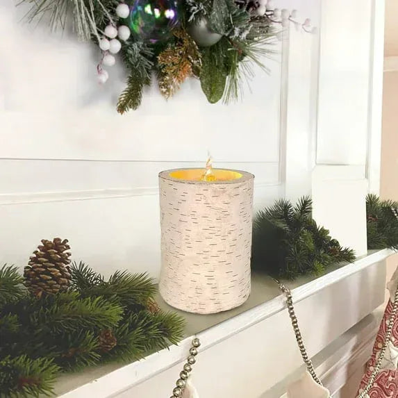 Battery Operated LED Wooden Flameless Christmas Candle, Brown, 4", by Holiday Time