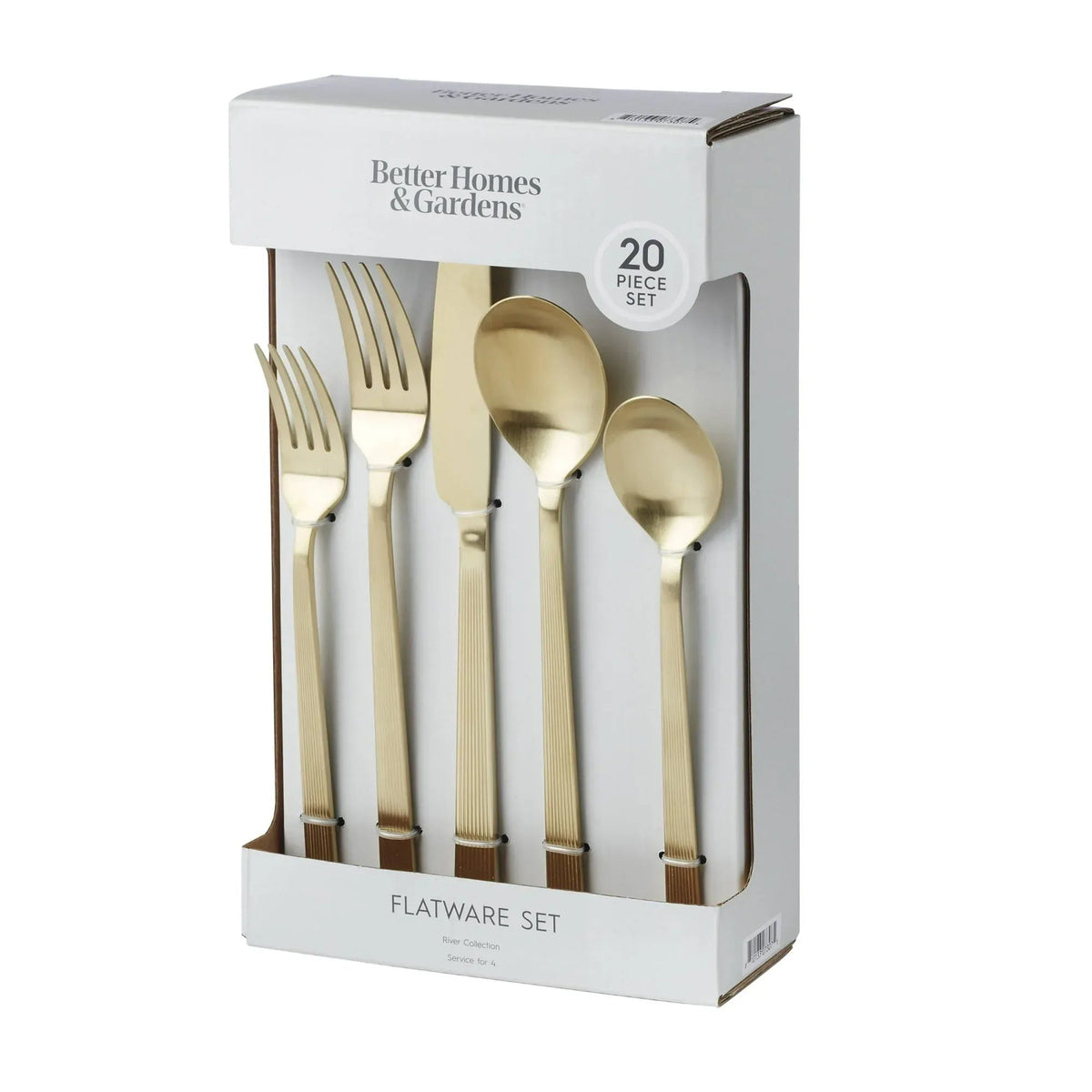 Better Homes & Gardens River 20-Piece Gold Stainless Steel Flatware Set with Handles (Service for 4)