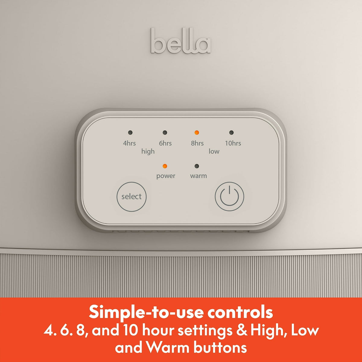 bella 6 Qt Digital Programmable Slow Cooker with Ceramic Nonstick Coating, Adjustable Temperature & Cooking Time, Dishwasher Safe Pot & Tempered Glass Lid, Oatmilk