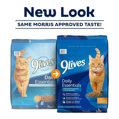 9Lives Daily Essentials Dry Cat Food with Chicken, Beef & Salmon Flavors, 3.15 lb. Bag