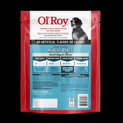 (2 pack) Ol' Roy Long-Lasting Flavor Munchy Bones Chews for Dogs, 7 count, 20 oz