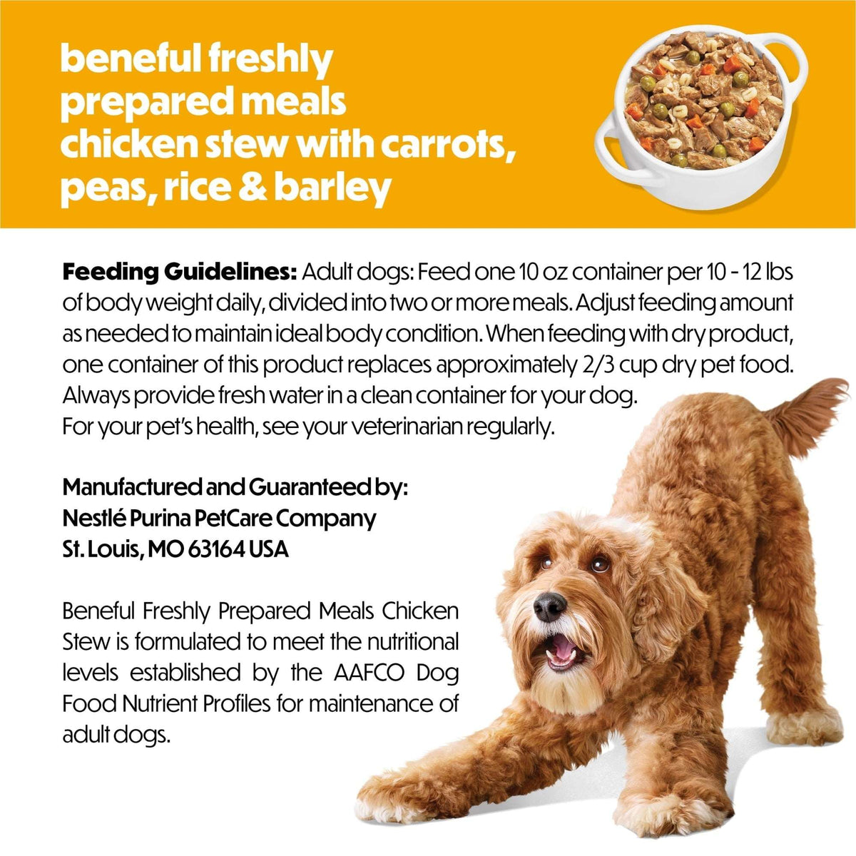 (6 pack) Purina Beneful Dog Food Freshly Prepared Meals, High Protein Wet Dog Food, Dog Food Gravy, Chicken Stew, 10 oz.