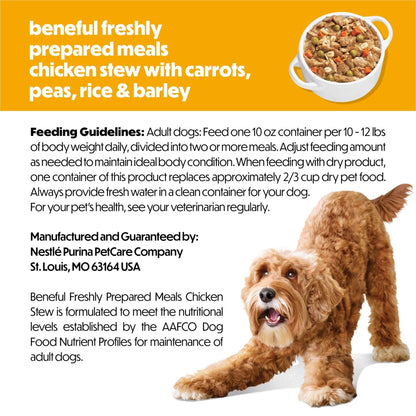 (6 pack) Purina Beneful Dog Food Freshly Prepared Meals, High Protein Wet Dog Food, Dog Food Gravy, Chicken Stew, 10 oz.