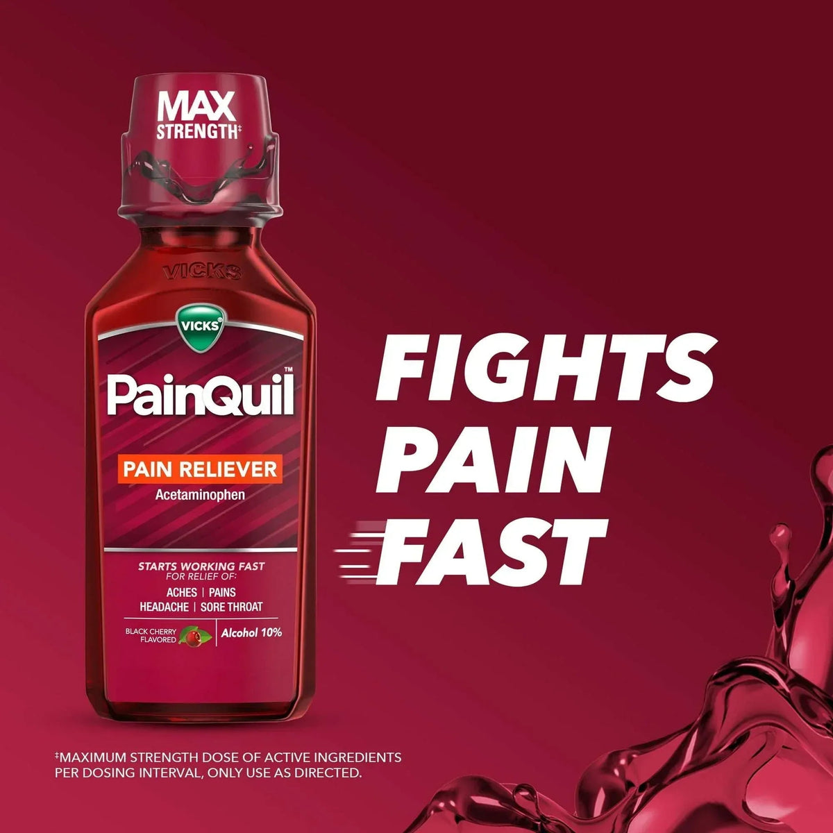 Vicks PainQuil Pain Relief Liquid with Acetaminophen for Adults, 12 fl oz