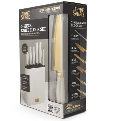 Thyme & Table 7-Piece Knife Block Set, Mint Green