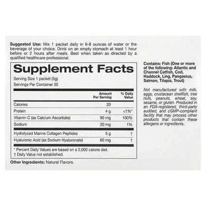 California Gold Nutrition, Marine Collagen Peptides Plus Vitamin C and Hyaluronic Acid, 30 Packets, 0.19 oz (5.38 g) Each