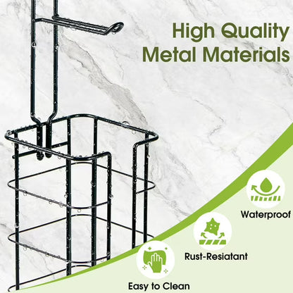 Toilet Paper Holder, Upgraded Toilet Paper Storage Free Standing, Free Standing Tissue Roll Storage Rack for Bathroom, Black